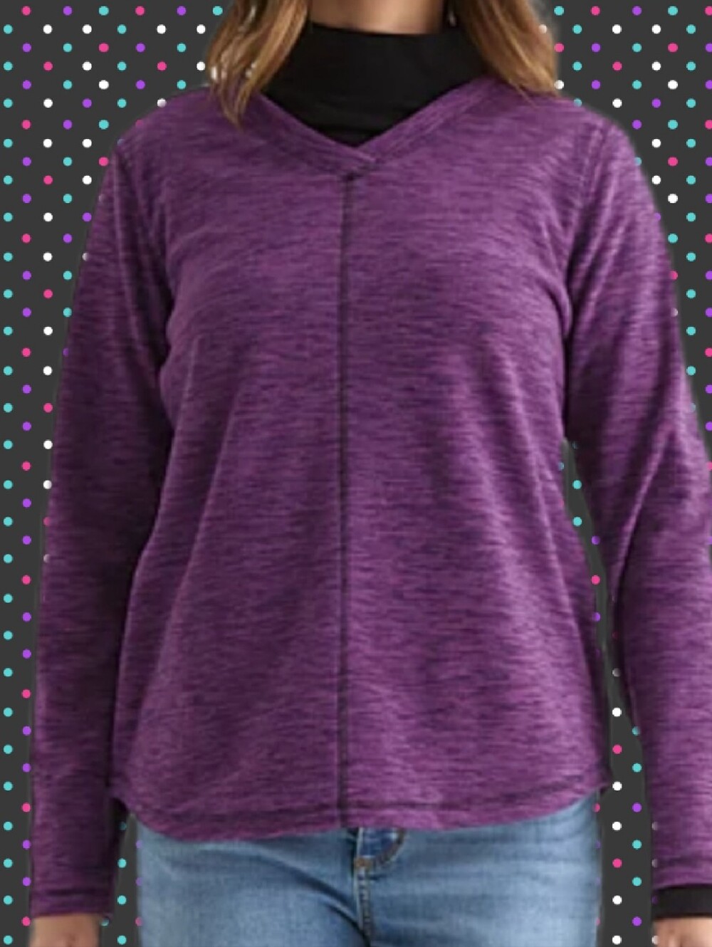 LIKE NEW St. John's Bay Heathered Purple V-Neck Fleece Shirt Sz Large